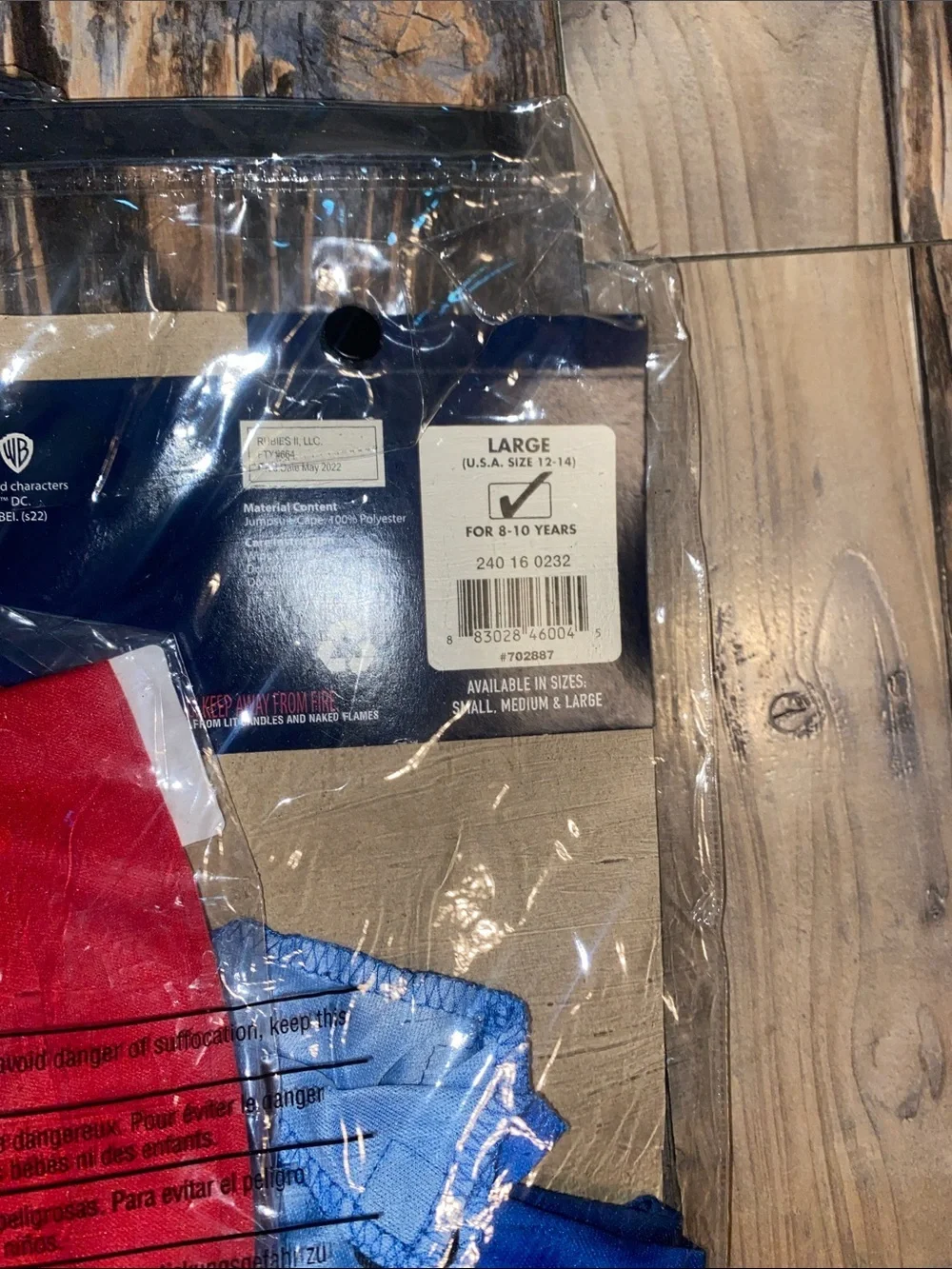 DC Superman Child Costume - Blue and Red size large 10-12